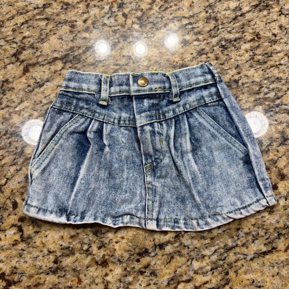 Vintage Images Toddler Girls Acid Wash Denim Skirt Size 2T Made in USA 38132